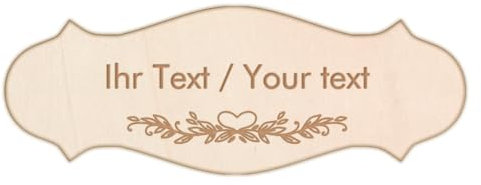 Geschwungenes Türschild aus Holz mit personalisierter Gravur - Holzschild, 100 x 37 mm - Namensschild, Klingelschild mit eigenem Design