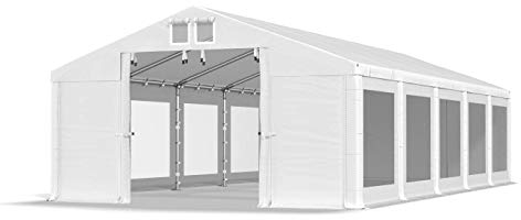Das Company Tenda per Feste bianco 5x10m Finestre Trasparenti Impermeabile 580 g/m2 PVC Costruzione Summer