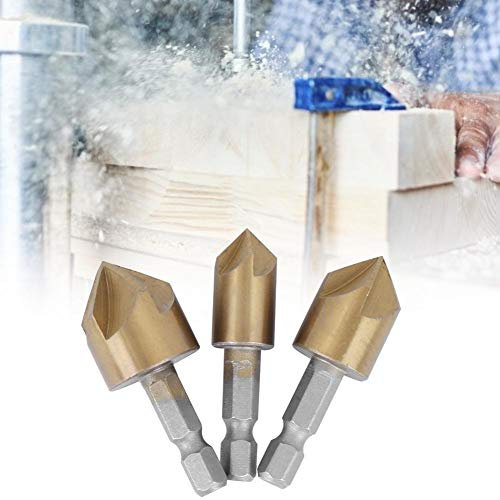 Lames de chanfreinage, fraise à chanfreiner, arbre biseauté hexagonal à 5 cannelures en acier haute vitesse à 90 degrés pour le travail du bois, le forage du bois