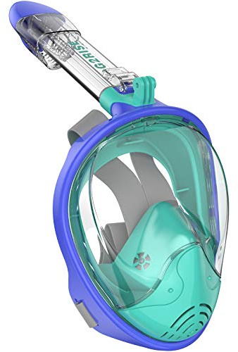 G2RISE Maschera da Snorkeling Pieno Facciale, Maschera Subacquea Set con Supporto per Lo Snorkeling Rimovibile, Antiappannamento e Design Pieghevole per Adulti Bambini