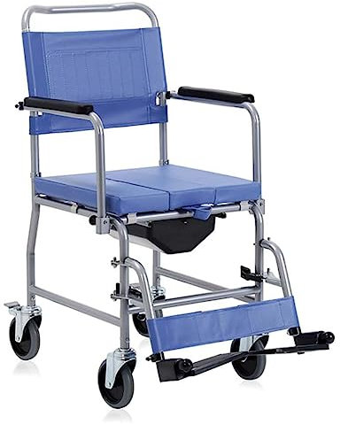 SEDIA COMODA PIEGHEVOLE PER ANZIANI - 4 RUOTE - WC ESTRAIBILE (45 CM) Bianco