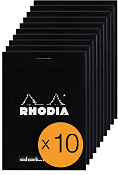Rhodia 12559C 10 Notizblöcke N.12, 8,5x12cm 80 Blatt dot Lineatur Schwarz