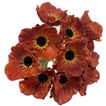 Rikyo 10 Stängel 27.9 cm Blumensträuße, künstliche Mohnblumen, kein Verblassen, Mehrfarbig künstliche Wildblumen für Küchentisch, Tischdekoration, Vase, Blumenhintergrund, Bogenwand (braun)