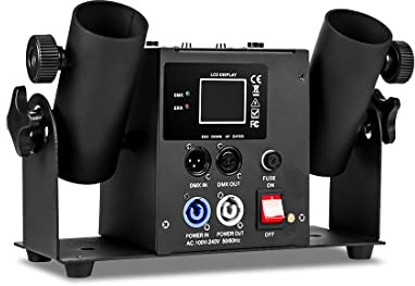2 Kopf Konfettimaschine, Konfetti Gebläse Maschine, Double Shot Streamer Launcher Elektrischer Konfettiblaster, DMX Fernsteuerung(2 Stück)