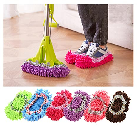 MBMB Zapatillas Lavables de Microfibra,Pisos Lavables, Zapatilla fregona, Multifunción Chenille Limpieza Zapatos,para Baño Oficina Cocina Casa Pulido Limpieza (6)