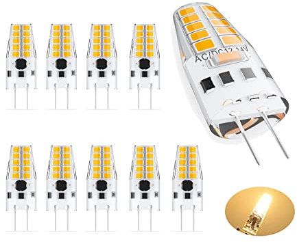 G4 LED Light Bulbs, Equivalent to 30W Halogen Bulbs, 3w 300lm Bi-Pin Base Mini Capsule Lamp, Dimmable 360° Beam Angle 2835led Lamp Beads 10pcs (Color : Warm White)