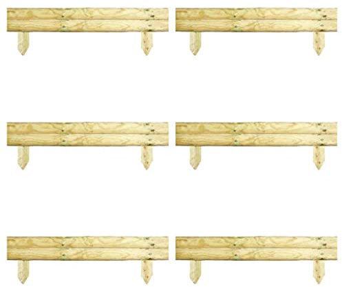 PaMeer 2 Rail Garden Edging Wood 14 Cm Log Roll Border Edging Mini Picket Fence For lawn edging flower bed edging Horizontal Log Edging Smart Border Fence Natural (6)