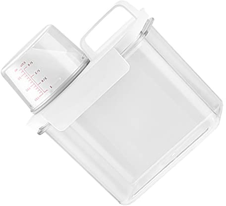 Dispensador de Detergente de Lavandería de Plástico, con Taza de Medición Contenedor de Polvo de Lavandería Caja de Almacenamiento de Polvo de, 1,1L
