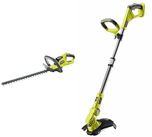 Ryobi OHT1845 18V ONE+ Cordless 45cm Hedge Trimmer (Body Only) & OLT1832 ONE+ Cordless Grass Trimmer, 25-30cm Path (Zero Tool), 18 V, Hyper Green (Battery, Charger and Blade Not Included)