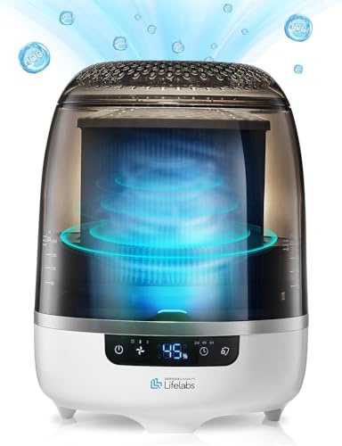 DH Lifelabs Aaira + Humidifier 4-in-1 Air Purifier, Sanitiser, Humidifier & Odour Neutraliser. Removes 99.9% of Bacteria Viruses Mould. HOCl Cleans Moisturises Air. Musty & Pet Smells. Bedroom Lounge
