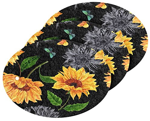Scrub Sponge Wiederverwendbarer Geschirrschrubber, kratzfest, Küchenschrubber, Schwamm für den Haushalt, Holz, Zellstoff, Baumwolle – Sonnenblumen