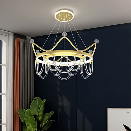 SXSGSM Nuevo candelabro de Sala de Estar, lámpara Colgante Creativa LED, lámpara suspendida Dorada, Arte de Dormitorio nórdico para candelabro de Interior con Forma de Corona de Cristal The New