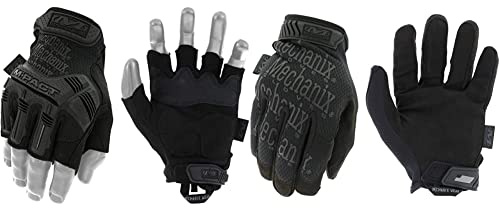 Mechanix Wear - M-Pact Fingerless Covert Gloves MFL-55-010 & Men's Wear Original Multipurpose Work Gloves, Black, L