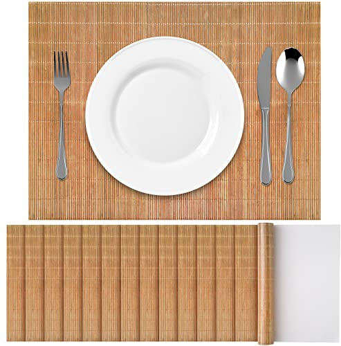 50 Pcs Disposable Bamboo Paper Placemats 12 x 16 Inch Farmhouse Table Mat Natural Brown Sushi Rolling Placemat Rectangle Mat for Table Dining Kitchen