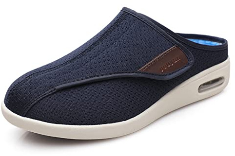 ASRJ Zapatos para diabéticos de ancho ancho para hombres, zapatillas de espuma viscoelástica para pies hinchados zapatos de casa para interiores para artritis y edema
