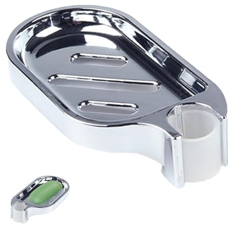 Duschstange Slide Seifenschale Halter, Seifenablage Verstellbar, Seifenschale Halter Verstellbare, Seifenhalter für Duschstange, Seifenschale für Duschstange, für Badezimmer, Küche, Duschstange 25mm