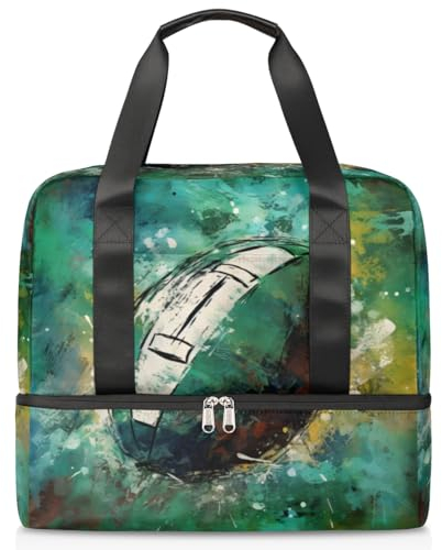 Watercolor America Football Sports Duffle Bag for Women Men Boys Kirls Weekend Overnight Bags Wet Separated 21 L Tote Bag for Travel Gym Yoga, farbe, 21L, Taschen-Organizer