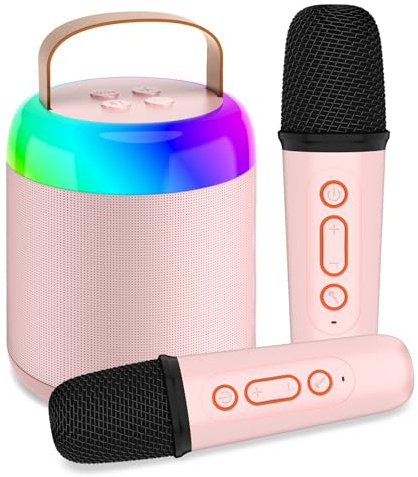 Tipao Micro Karaoke Enfants avec 2 Micro sans Fil, Micro Karaoke sans Fil Portables pour Filles avec Lumières De Fête LED Jouet Filles, Cadeau Anniversaire pour Enfants De 3 à 18 Ans (Grey)