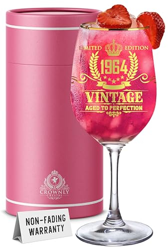 CROWNLY CRYSTAL® Geburtstagsgeschenk Für Frauen 1964 Weinglas Mit Gravur Personalisierte Geschenke Frauen 61 Geburtstag Frau Geburtstagsgeschenk Für Mama 61. Geburtstag Geschenkideen Für Frauen