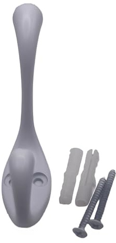 Aretro Robuster weißer Doppelhaken Kleiderhaken für Hut und Mantel, 90 mm, hält 7,5 kg, Wandhaken für die Rückseite der Tür, 1 Packung mit 1 Stück