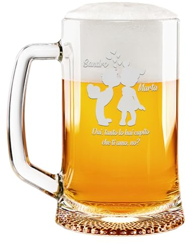 Colorfamily Boccale Birra 50 cl PERSONALIZZABILE CON NOME con incisione Dai, tanto l'hai capito che ti amo, no? idea regalo San Valentino Natale Compleanno anniversario