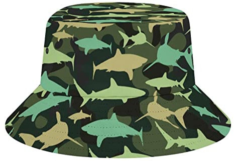 501 Anglerhut Hai-Camouflage Strandhut Faltbar Fischerhüte Atmungsaktiv Bucket Hat Für Reisen Outdoor Wandern