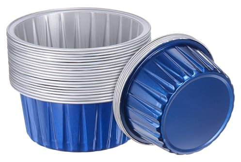 QUARKZMAN Pirottini Cupcake Blu Scuro, 25pz Pirottini Standard Cupcake Foglio Alluminio 5 Once, Pirottini Cupcake Usa e Getta per Dessert, Forniture Feste Compleanno, Decorazioni Matrimoni