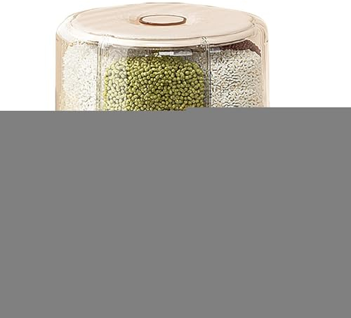 Grain And Rice Dispenser, Multi-Grid Bucket 360-Degree Rotating Dry Food Storage Container, Kitchen Organization, Airtight Dispenser For Rice, Millet, Beans, Oats, Grain