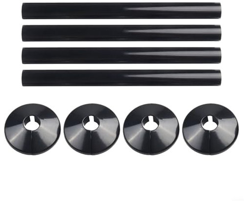Lot de 4 cache-tuyaux de radiateur et 4 colliers de tuyau, cache-tuyaux de radiateur 15 mm x 200 mm et 15 mm (noir)