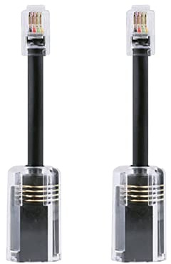 Mauedest 2 cables de teléfono desenredantes RJ9 4P4C 360 grados de rotación extendida anti-ángulo en T, cable de teléfono fijo negro