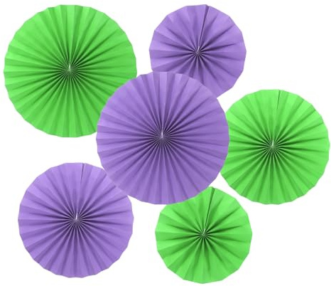 PATIKIL 20 cm/30 cm/40 cm pappersfläktar hängande dekoration, 12 i 1 set rund bikakestruktur fläktar med pärla för födelsedag bröllop examen evenemang fest, grön/lila
