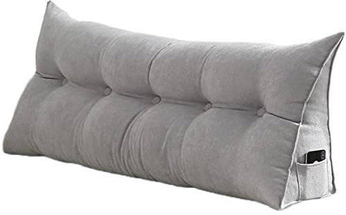 Lesekissen mit abnehmbarem Bezug, Kopfteil, Keilkissen, Rückenkissen für Doppelbett, Dreieckskissen, Nackenrolle für Rückenstütze Grau, 80 x 50 x 20 cm