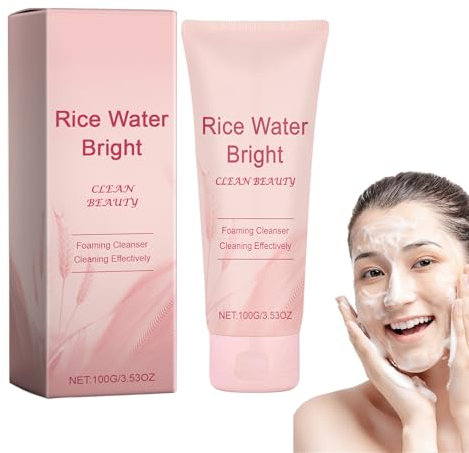 Nettoyant Moussant de riz, Nettoyant Visage Naturel au Riz, Pour Un Nettoyage En Profondeur, Nettoyant Hydratant Pour Le Visage Avec Essence De Pulpe De Riz Brute