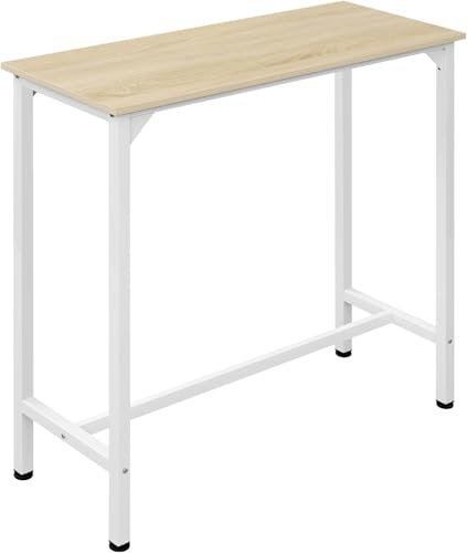 EUGAD Bartisch Helle Eiche, Stehtisch, Küchentisch, Bar Tisch schmal, Konsolentisch, Flurtisch, Beistelltisch hoch, für Bar Bistro Kücheninsel, aus Holzwerkstoff Metall, 100x100x40cm