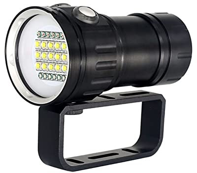 QWAXTRIW Diving Lights Underwater Photography Light Highlight 20000Lumens Diving Flashlight Underwater 100M Waterproof Video Fill Light Waterproof Underwater(14-4 18650x4 Charger_1)
