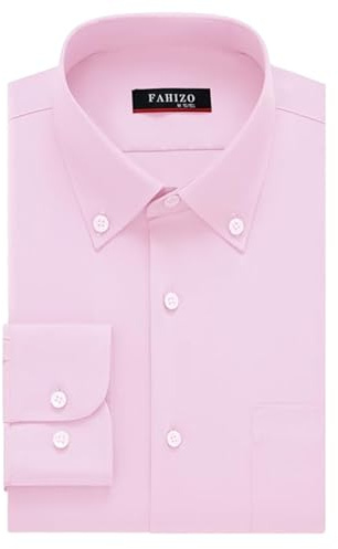 FAHIZO Camisa de hombre de corte regular, camisa de manga larga monocolor con bolsillo en el pecho, camisa informal y formal con botones para oficina.