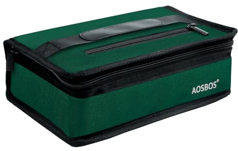 Aosbos Borsa Termica Porta Pranzo Borsa Frigo Piccola Borsa Porta Pranzo da Ufficio Portatile Borsetta Termica Porta Merenda per Alimenti da Picnic Campeggio Viaggio, Verde Scuro