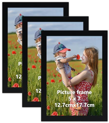 Vasemouh Bilderrahmen 13x18cm 3er-Set, schwarze Bilderrahmen für Wand- und Tischaufstellung - Ideal für Familienfotos, Kunstwerke und Erinnerungen - Perfekte Dekoration für Zuhause