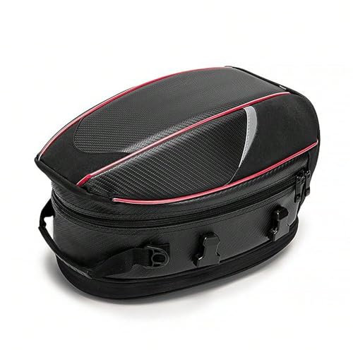 DAHJSD Motorrad Hecktasche für Honda Rebel 1100 2021-2024, Wasserdichter Motorrad Satteltasche Motorradhecktasche, Abnehmbar Große Kapazität Motorrad Hinten Sitz Helm Tasche,A Red Black
