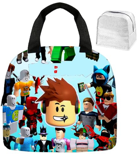 JXBBAAC Bolsa de Almuerzo Niño, Bolsa Térmica Porta Alimentos, Bolsa Térmica Comida, Bolsa Porta Alimentos, R-oblox Bolsa Frigo para Trabajo Escuela Viajes-B
