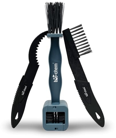 bio-chem Fahrradbürsten Set 3-teilig – Ritzelbürste, Kettenbürste & 4-seitige Kettenreinigungsbürste – Professionelles Reinigungsset für Fahrräder, Ketten und Ritzel – Effiziente Reinigung & Pflege