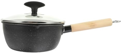 Toyvian Casserole Pierre Maifan Antiadhésive pour Lait et Aliments Pot à Ragoût avec Poignée Longue Isolante et Couvercle Étanche Compatible Induction Facile à Verser et Nettoyer