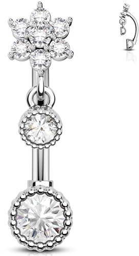 OUFER Blume Rook Piercing Schmuck 16G Augenbrauenpiercing 8mm Helix Knorpel Ohrring 316L Edelstahl Curved Barbell Klar CZ Baumelnd Tragus Augenbrauen Piercings für Frauen