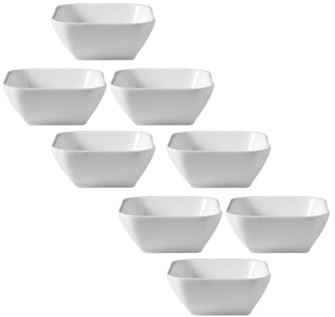 PAMINGONO 8 pezzi Ciotole in Ceramica per Salse Quadrate Bianche Ciotoline Dipping Multifunzione per Sushi Barbecue Aperitivi e Feste Impilabili e Salvaspazio Fondo Piatto per Stabilità