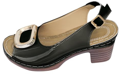 Cocila Scarpe Con Tacco Da Donna Estivi Fibbia A Forma Di Bocca Pesce E Linea Grandi Dimensioni High Heels Tacchi Hot Sandali Argento Fucsia Largo Plateau Rossi Lacci Decolte Alto Estive