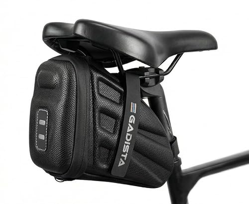 GADISTA Sacoche de Selle Vélo Coque Rigide Étanche VTT Route 1,2 L | Fixation velcro rapide, rangement pour outils et chambre à air, avec bandes réfléchissantes