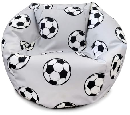 Bags of Beans Wipe Clean Kids Bean Bag Chair Lounger - Football | Machine Washable Removeable Cover Colourful Indoor Beanbag Seat for Children and Toddlers - 82(D) x 82(W) x 57(H)cm