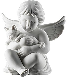 Rosenthal Engel mit Katze Weiss Matt 10,5 cm