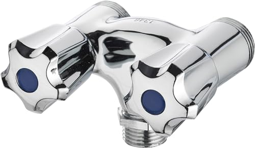 Grifo doble paralelo macho 3/4 - entrada macho 1/2 | Conexión resistente y duradera | Ideal para fontanería y conexión de lavadoras | Fácil instalación y ajuste seguro | QUICK PLOMBERIE