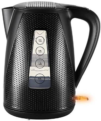 UNOLD 18555 Wasserkocher Golf - Kettle, Schwarz, 1,7 Liter, 2.150 W, 360° drehbarer Sockel, Trockengehschutz, Abschaltautomatik, Sicherheitsverriegelung, Wasserstandsanzeige inkl. Kalkfilter